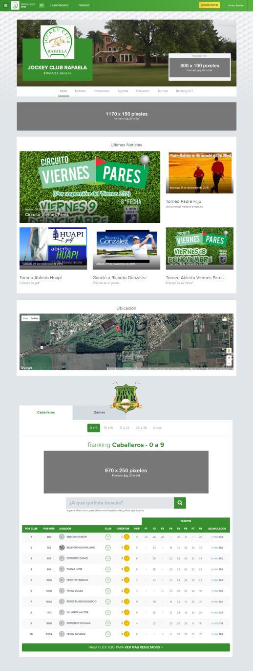 8 En Digital Golf Tour cada Federación gestiona y administra su Web Page propia.
