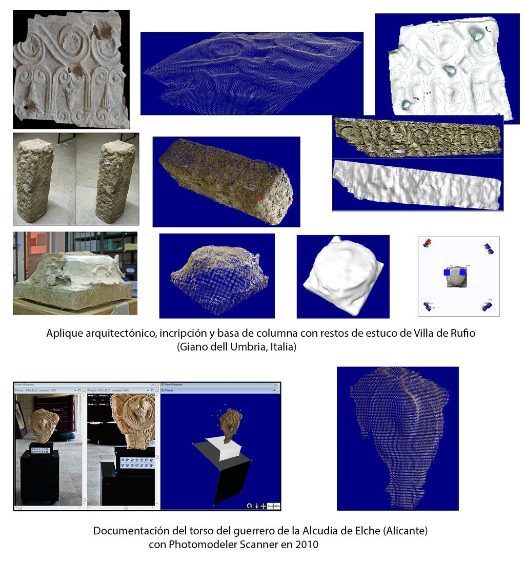 Práctica y usos de la fotogrametría digital en Arqueología La primera aplicación lógica fue la documentación 3D de piezas escultóricas y arquitectónicas.