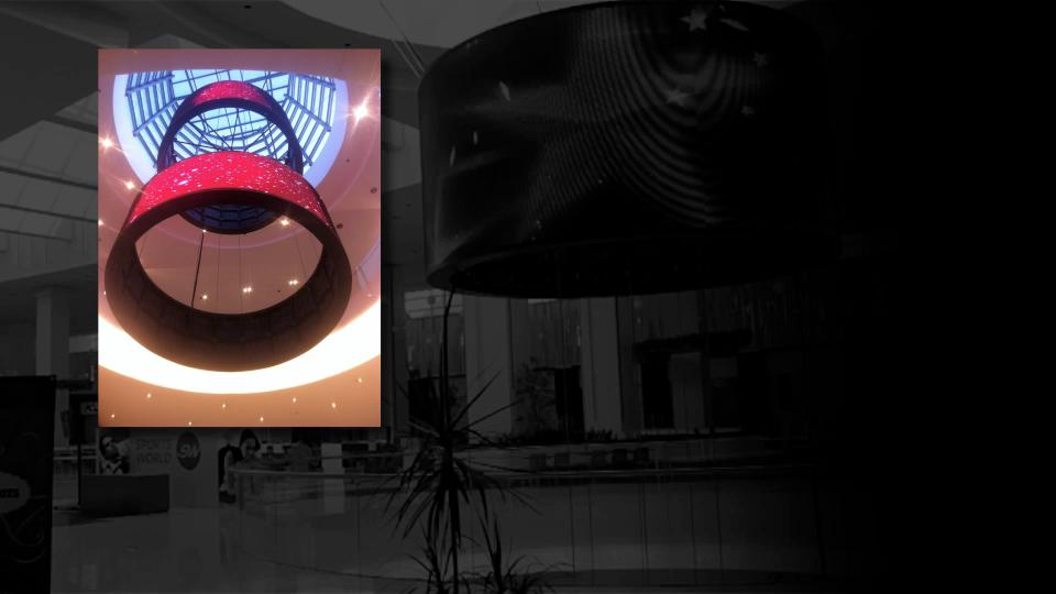 Paseo Interlomas Ciudad de Mexico La pantalla circular mas grande de Latinoamérica Primera sección: (W) 19200 mm x (H) 3840 mm Segunda sección: (W) 19200 mm x