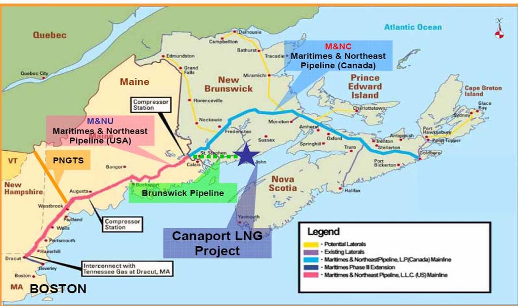 GNL: Canaport LNG (Canadá) Gasoducto M&NC Terminal de