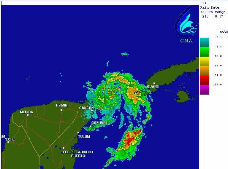 agosto de 2004. Fig. 24.- Imagen del radar de Cancún, Q.