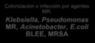 agentes MR: Klebsiella, Pseudomonas MR, Acinetobacter,