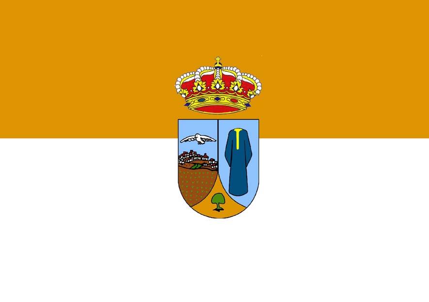 2) LA BANDERA. La Bandera está formada por dos franjas de igual tamaño siendo la superior de color naranja y la inferior de color blanco. En el centro de la misma se sitúa el escudo del municipio.