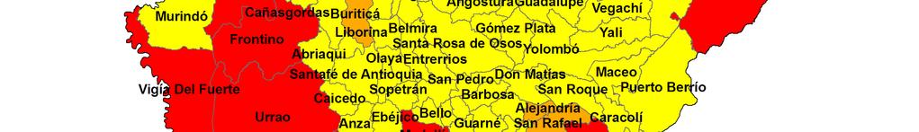 hacia el resto del Departamento. En el sur hacia el Occidente en Dabeiba, Cañasgordas, Frontino, Santa Fe de Antioquia.