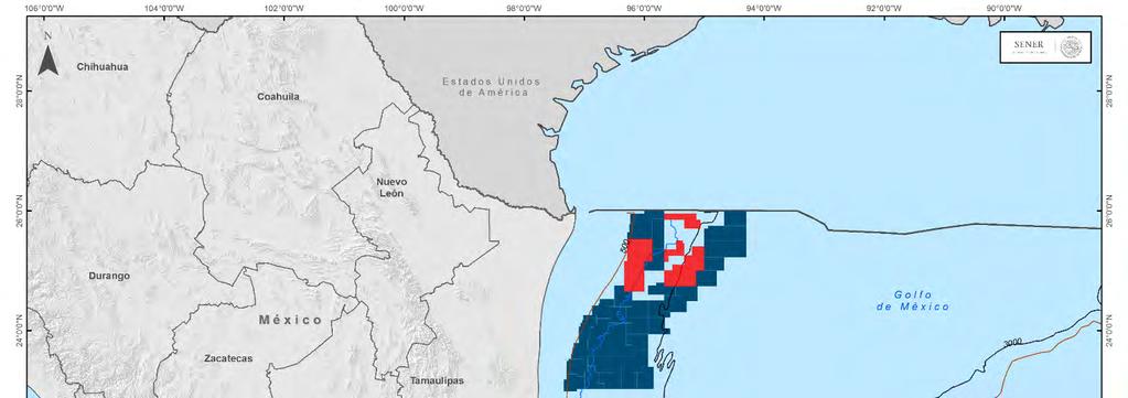 6.1.1. Aguas profundas Las áreas para la exploración y extracción de hidrocarburos en aguas profundas se localizan frente a las costas de Tamaulipas, Veracruz, Tabasco y Campeche [Tabla 19].