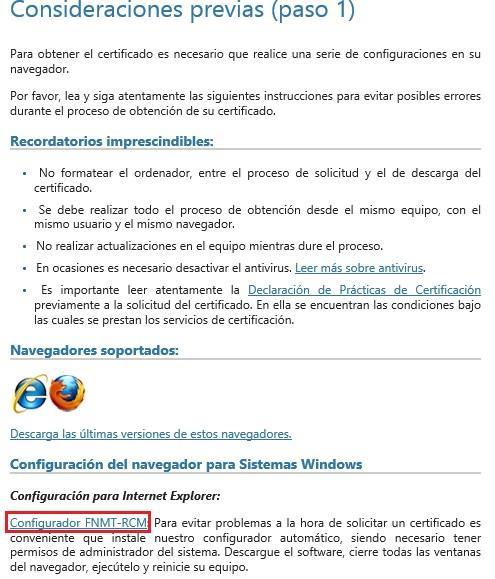 Una vez que entremos en https://www.sede.fnmt.gob.es/certificados/persona-fisica/obtener-certificado-con-dnie encontraremos la página que indica los pasos a seguir para la descarga del documento.
