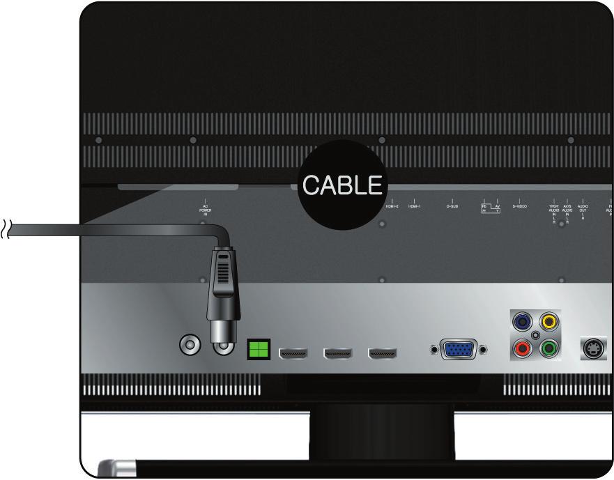 2) TV Cable: Conecte el LCD TV al cable con el cable CATV y Digital. Preconfigure los canales de TV cable en la memoria con la función Exploración Automática al usar un sistema TV Cable.