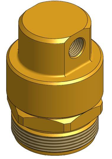 5.3.4 Actuador neumático Referencia: AEX-INAN Ficha técnica: AEX-FTC-09-002 Descripción: Elemento utilizado para producir neumáticamente la apertura de las válvulas esclavas. Está fabricado en latón.