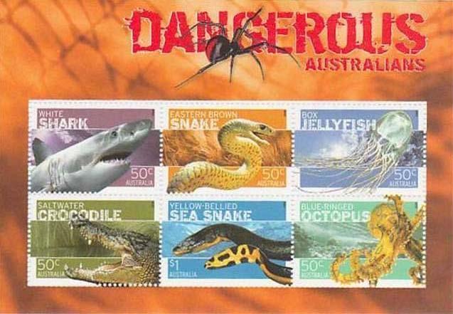 2006 Octubre 3 : Animales peligrosos de Australia, BF de 6 valores (Scott: 2565