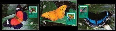 2004 Mayo 4 : Fauna y Flora : Mariposas (Scott : 2235-2238), primer dia de circulacion en tarjetas maxima, cancelado