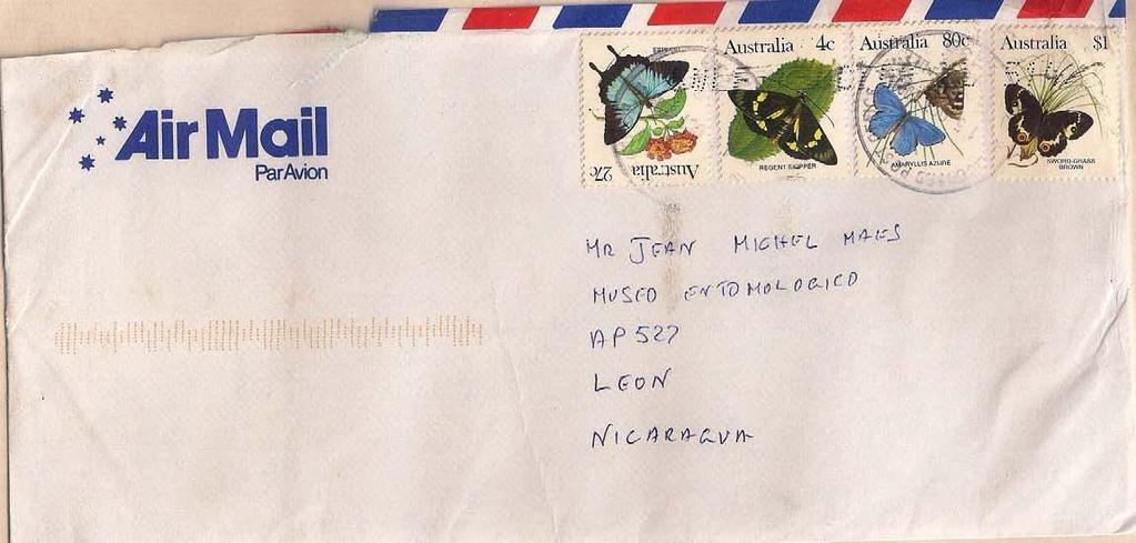 2009 Octubre 15 : Mariposas 1983 (Scott : 872-880), sobre carta enviada de Summer Hill, Sydney, New South Wales a