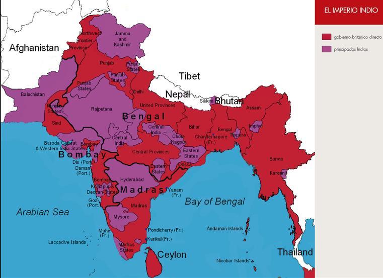 El Imperio británico de las Indias (1858-1947) En 1857 el poder político se transfiriera a la corona británica.