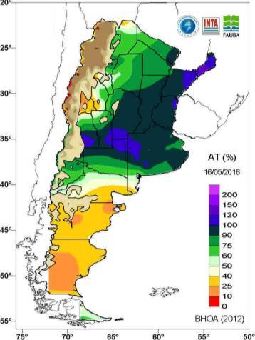 Balance de agua en el suelo al 16 de Mayo de 2016 E l balance de agua en el suelo para todo el país, muestra la situación hídrica al día 16 de Mayo de 2016.