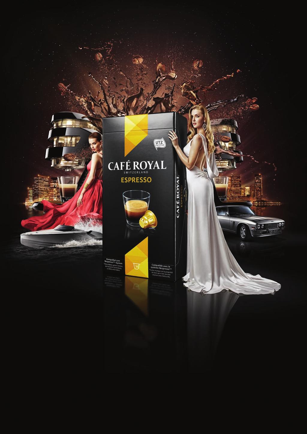 Royal. Café Royal the smart capsule alternative is compatible with the Nespresso *system, sealed to preserve aroma and compactly packaged. But more than anything else, it is delicious.