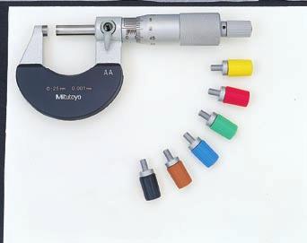 Carracas colores / Tapones para micrómetros de exteriores Tapones en colores diferentes por ejemplo para control del intervalo de calibración.