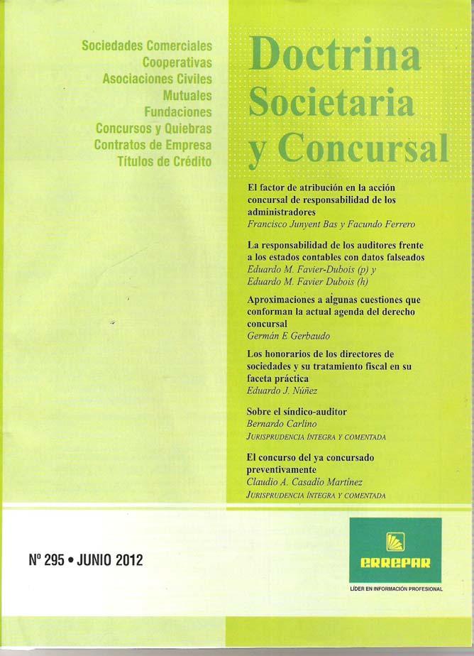 DOCTRINA SOCIETARIA Y CONCURSAL. Nº295.