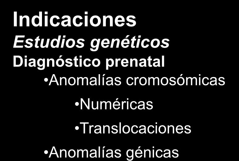 Obtención de muestras para diagnóstico prenatal Indicaciones Estudios genéticos Diagnóstico prenatal Anomalías
