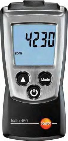Medidor de rpm testo 460 Tacómetro de bolsillo para medir rpm sin contacto Medición óptima de rpm con indicación por LED de la marca de medición rpm Valores mín./máx.
