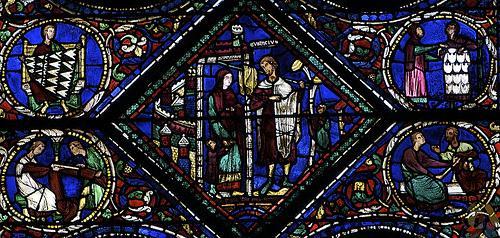 Chartres, nave lateral Vidriera de San Eustaquio 1200 1210 Los pliegues del