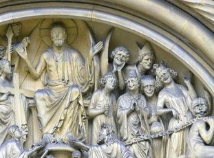 Portada de los Príncipes Catedral de Bamberg, Alemania Detalle del tímpano de la Portada