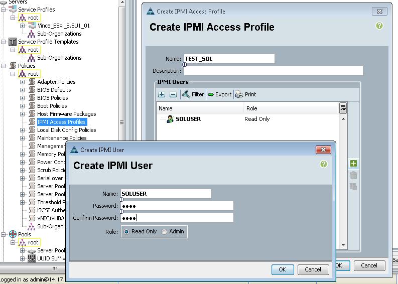 Directiva de la configuración IPMI Usted creará después un perfil inteligente del acceso de la interfaz de administración de la plataforma (IPMI) que cree una cuenta de usuario usada para registrar