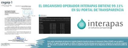 organizacional de Interapas, con datos relacionados con la transparencia e información