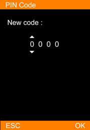05 Código NIP Elija SETUP (CONFIGURACIÓN) y continuar. Seleccione PIN Code (Código NIP) y, a continuación, presione [OK] (ACEPTAR) para continuar.