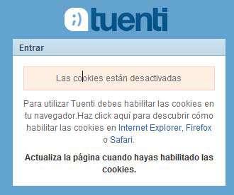 PARTICIPACIÓN EN LA RED SOCIAL Tuenti utiliza cookies, de hecho, no se puede utilizar el servicio si no se tienen las cookies activadas en el navegador.