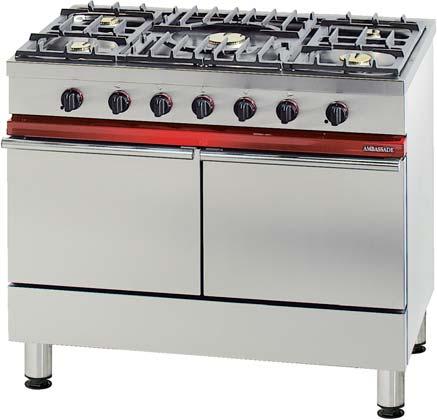 Serie Ambassade Cocina a gas de 5 fuegos con horno eléctrico grande con parrilla 1000 x 650 x 900 mm (an. x prof. x al.