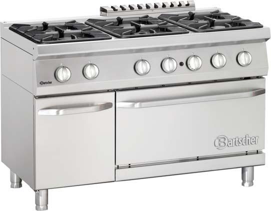 Serie 700 Classic Cocina a gas de 4 fuegos con horno a gas 2/1 GN 800 x 700 x 850-900 mm (an. x prof. x al.