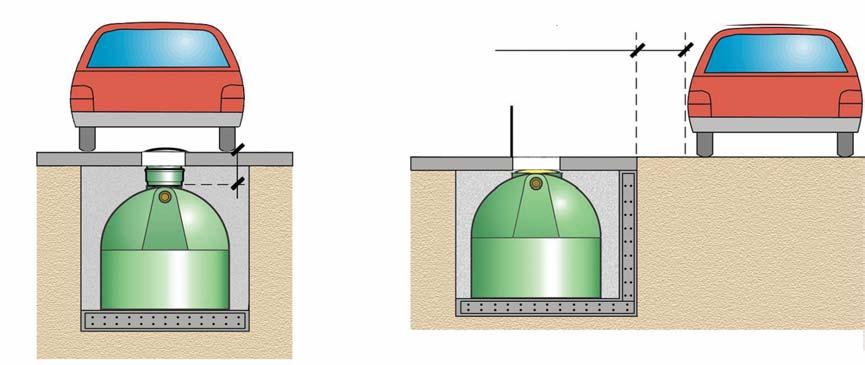 Estas instrucciones son válidas para la instalación del depósito a una profundidad máxima de hasta 50 cm. (equivalente a dos realces) entre la boca de hombre (registro) y el nivel del terreno.