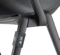 Las uniones en línea ajustables permiten la conexión de ambas sillas, alternativamente sillas con y sin