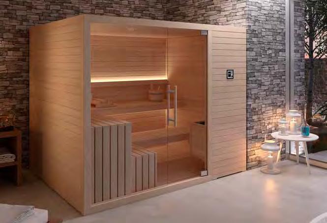 wellness MOOD Wellness (sauna, sauna + biosauna) Paredes y muebles internos y externos Hemlock