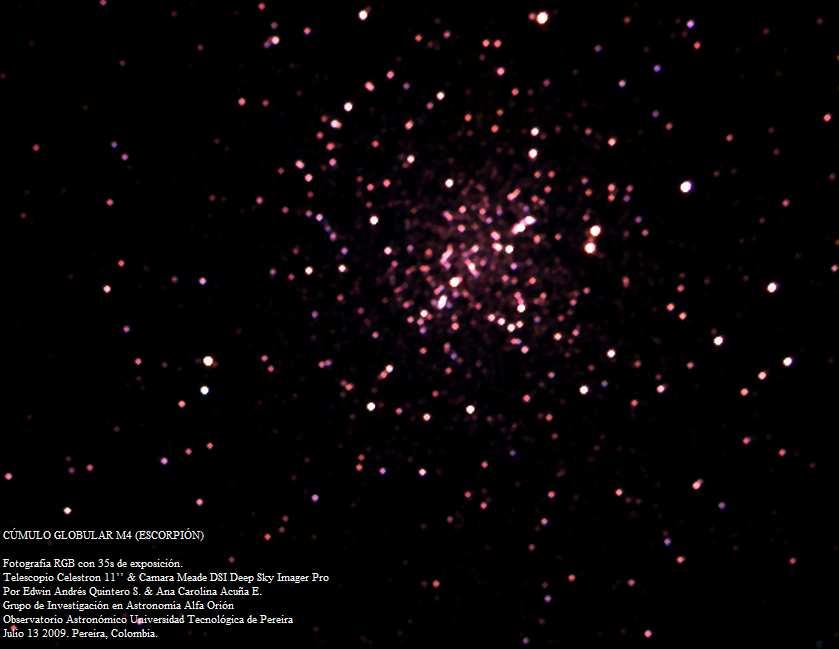 200 años luz, contiene un púlsar con periodo de 3 ms y algunas estrellas enanas blancas, las cuales se registran como las más antiguas de la galaxia (alrededor de 13.000 millones de años) [8].