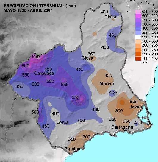 PRECIPITACIÓN Interanual TOTALES INTERANUALES En los últimos doce meses, las cantidades de precipitación recogidas, son mas escasas en el norte, este y sur de la
