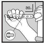 Saque la pluma precargada en línea recta del lugar de inyección. El protector de la aguja blanca se moverá hacia abajo sobre la aguja y bloqueará la punta de la aguja. No intente tocar la aguja.
