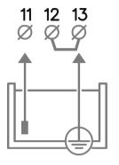 Si el depósito es de material aislante, es necesario introducir una sonda extra en el fondo, conectada a tierra. Existen tres modos de funcionamiento: Modo de 2 sondas.