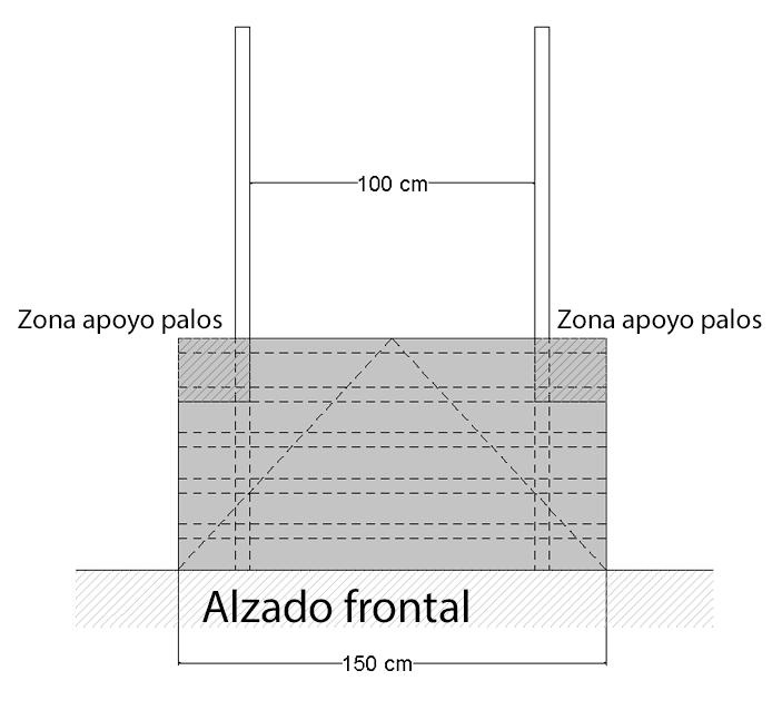 - Ancho plataforma de salida 100 cm. - Inclinación máxima de 20º respecto la horizontal del pavimento.