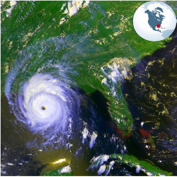 Imagen del huracán Andrew tomada, por el satélite geoestacionario GOES,
