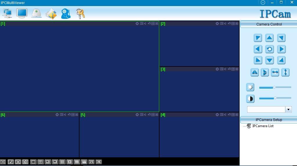 Después de haberse logueado, se mostrara la pantalla principal del software, donde se mostrara del lado izquierdo los canales disponibles y las vistas, este software soporta una vista de hasta 36