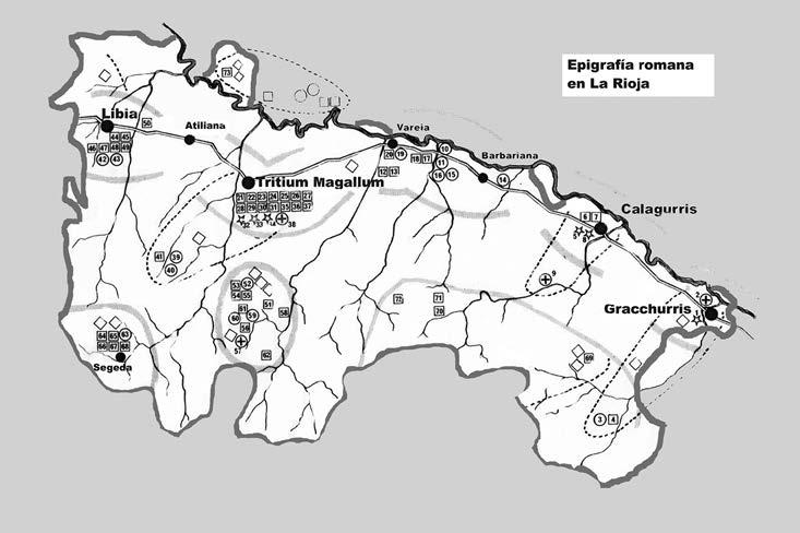 El paisaje epigráfico en La Rioja medieval Irene Pereira García 415 Fig. 1. Distribución geográfica de la epigrafía romana en La Rioja, según Urbano Espinosa.