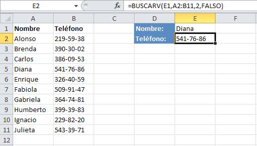 Sesión 5 primera columna de la tabla de búsqueda esté ordenada de manera ascendente para obtener los mejores resultados. Vamos a buscar el telefono de Diana.