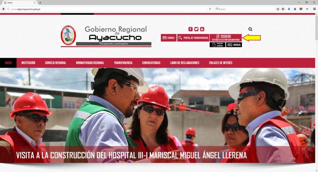 siguiente dirección URL en la barra de direcciones. www.regionayacucho.gob.