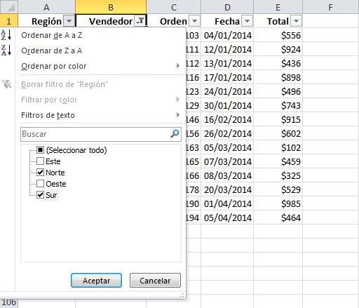 Filtrar por varias columnas Si queremos segmentar aún más los datos mostrados en pantalla podemos filtrar por varias columnas.