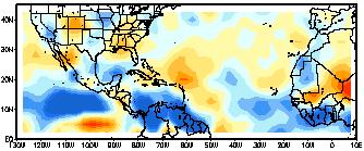 3a, 4a y 5a muestran que durante los años con condiciones (BN, BN) se observaron anomalías negativas (positivas) de TSM en el ATN (Pacífico Ecuatorial del Este), una mayor cortante vertical del