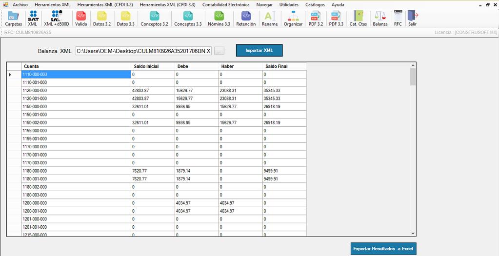 26.3 Convertir Archivo XML de Balanza a Excel.