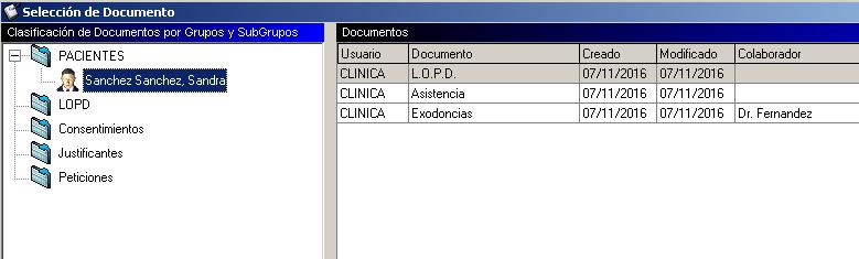 El programa automáticamente guardará una copia del documento en la ficha del editor del paciente, por lo que cada vez que accedamos al apartado Cartas