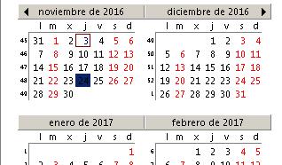 214 - Agenda > Book múltiple En esta agenda se puede cambiar de fecha usando las flechas de color azul o desplegando el calendario (Fig.