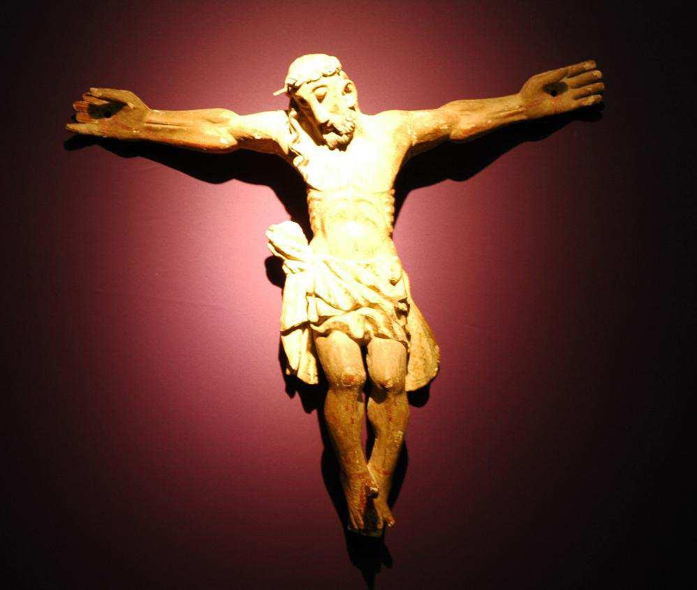crucificado 55 x 30 x 6 talla, madera policromada XVII, segunda
