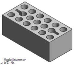 Informe número: 14/8062 173 Página 3 de 6 Figura 2. Imagen de un bloque GEROBLOK PERFORADO 50 dba. Se considera para los cálculos un coeficiente de conductividad térmica del hormigón de 0,33 W/m K.
